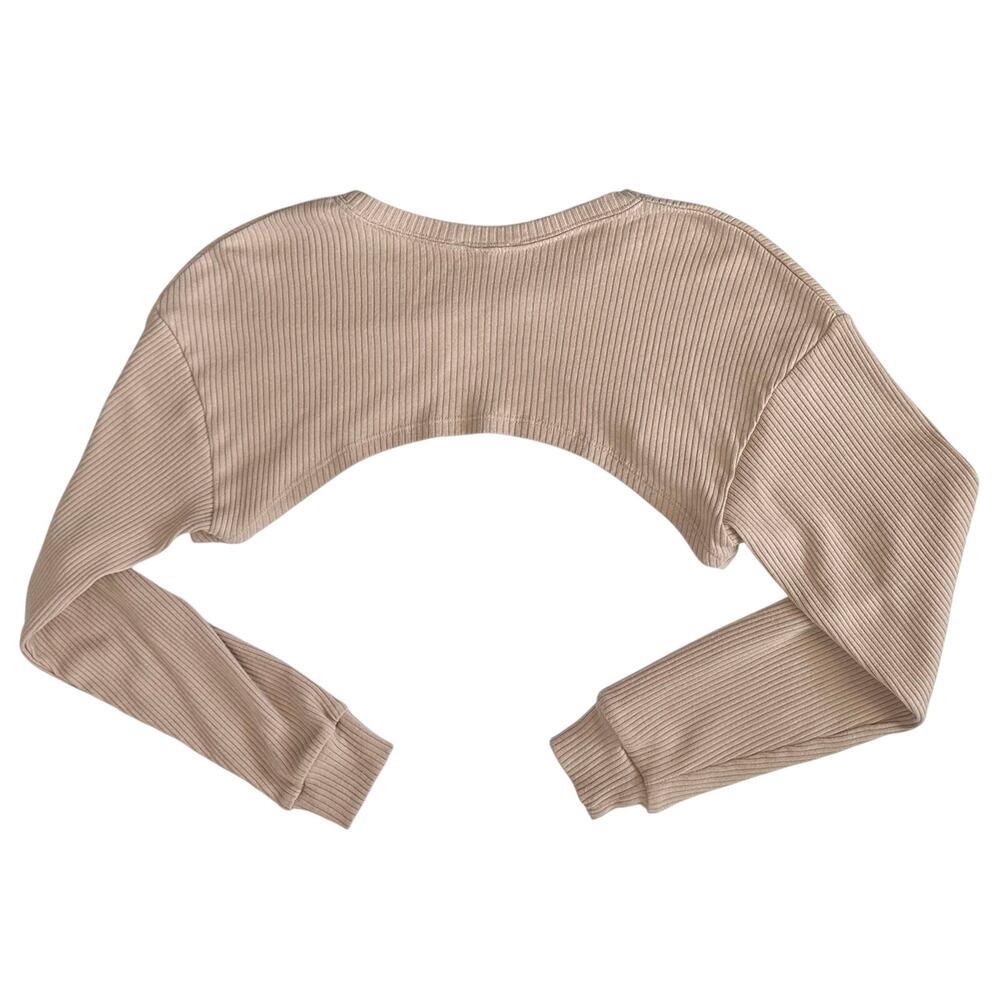 Zara Ribbed Pullover Bolero Sweater Beige Size M - Picture 4 of 5
